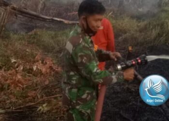 TNI Turun Padamkan Api Kebakaran Lahan Kosong di Kabupaten Karimun