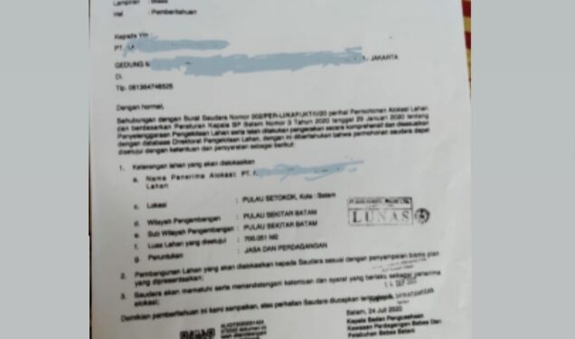 Tohom Sinaga: Apa Urgensinya Pengalokasian Lahan Seluas 700.051 M2 di Jembatan 3 Setokok Oleh Kepala BP Batam, Begitu Cepatnya Dokumen dan Administrasinya Keluar