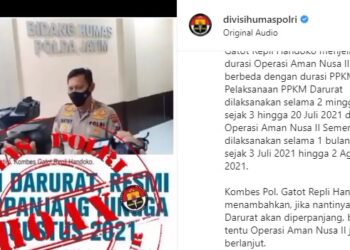 Polda Jatim: Isu PPKM Darurat Diperpanjang Sampai 2 Agustus, Hoaks!
