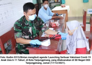 Kodim 0315/Bintan Vaksinasi Anak Usia 6-11 Tahun