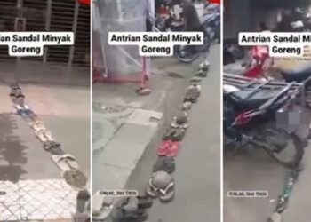 Viral! Bukan Orang, Tapi Sandal yang Antri Beli Minyak Goreng
