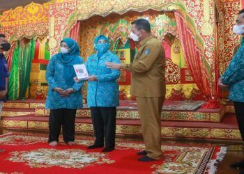 Ketua Umum TP-PKK Tri Tito Karnavian saat mengunjungi pulau Penyengat untuk meresmikan pulau Penyengat sebagai Pulau Digital