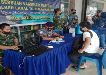 Serbuan Vaksinasi Maritim Wilker Lanal Tanjung Balai Karimun Kembali Digelar