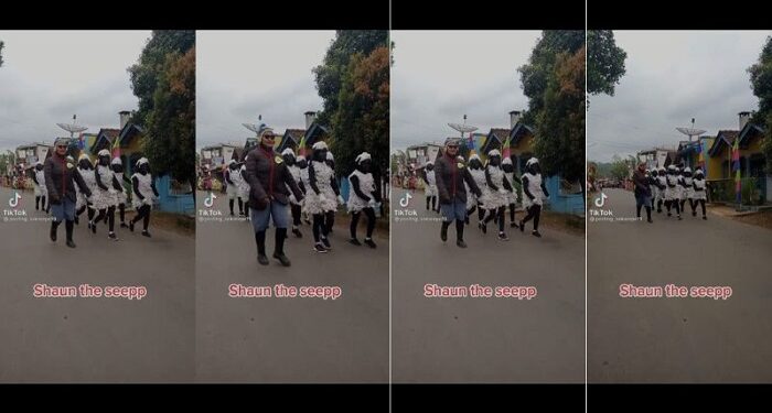 Viral Emak-Emak Lombak Gerak Jalan Pakai Kostum Shaun The Sheep, Netizen: Ngakak Brutal