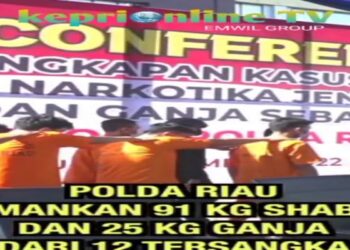 Polda Riau Berhasil Amankan 92 Kg Shabu dan 25 Kg Ganja dari 12 Tersangka