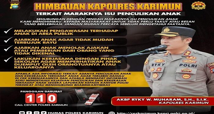 Maraknya Isu Penculikkan Anak, Kapolres Karimun Bagi Tips Agar Terhindar Dari Kasus Penculikkan Anak