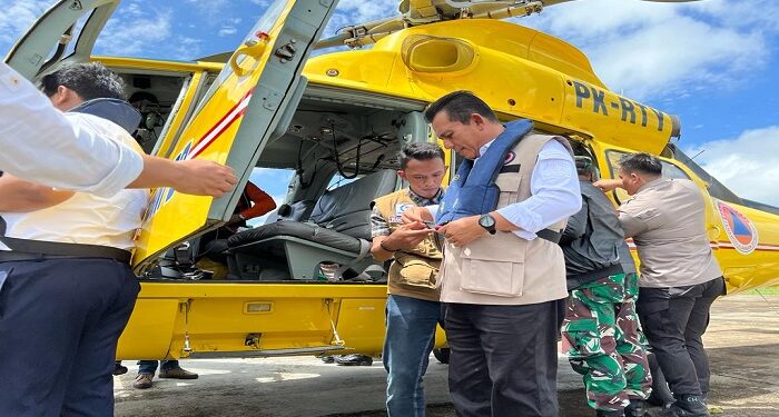Bersama Kepala BNPB RI, Kapolda dan Danrem, Gubernur Ansar Terbang ke Serasan Menggunakan Helikopter BNPB