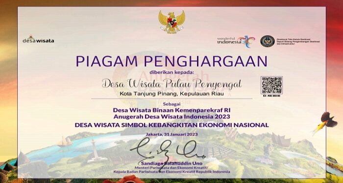 Penyengat Diapresiasi Sebagai Desa Wisata Binaan Kemenparekraf Adwi 2023