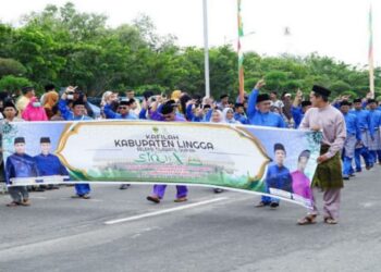 Kafilah Kabupaten Lingga Turut Memeriahkan Pawai Ta’aruf STQH ke X Tahun 2023