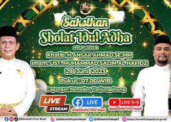 Gubernur Ansar Jadi Khatib Sholat Idul Adha 1444 H di Lapangan Pamedan Tanjungpinang