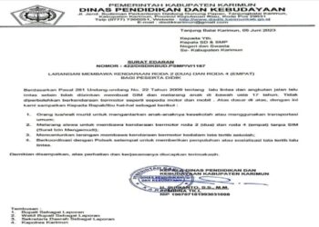 Kadisdikbud Karimun Resmi Larang Anak Didik Bawa Kendaraan ke Sekolah