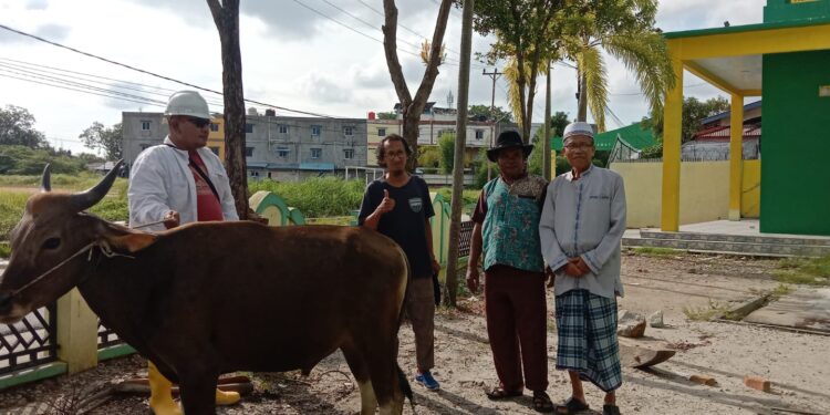 PWI Karimun Serahkan Hewan Kurban 1 Ekor Sapi ke Masjid Nurul Huda