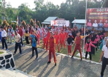 Peringati Hari Bhayangkara ke 77, Polres Lingga Laksanakan Senam Sehat