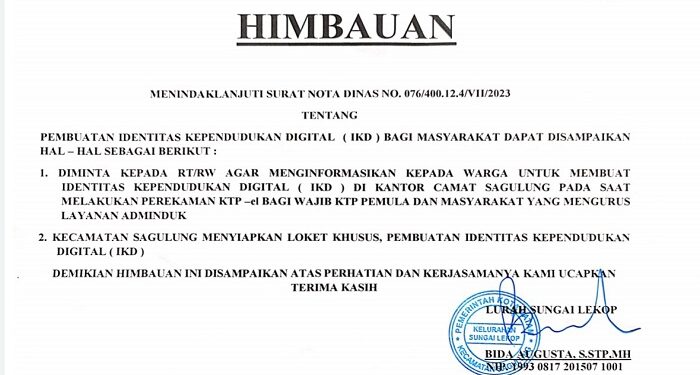 Himbauan Pembuatan Identitas Kependududukan Digital