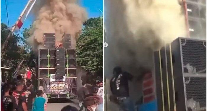 Viral Tumpukan Sound System Terbakar hingga Keluarkan Asap Tebal, Kerugian Capai Ratusan Juta