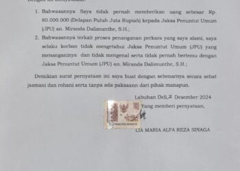 Isu Cabjari Terima Uang, LIA MARIA ALFA REZA SINAGA Akui Tidak Pernah Memberi
