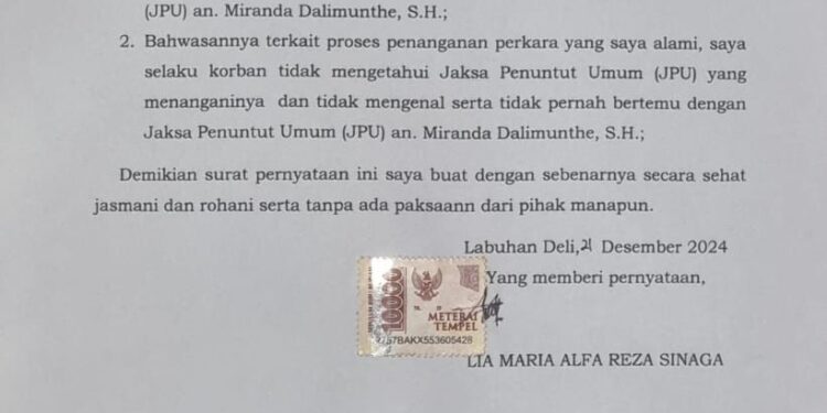 Isu Cabjari Terima Uang, LIA MARIA ALFA REZA SINAGA Akui Tidak Pernah Memberi