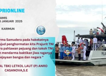 Danlanal karimun Tabur Bunga dalam Rangka Hari Dharma Samudera dan Jalin Silaturahmi dengan Veteran