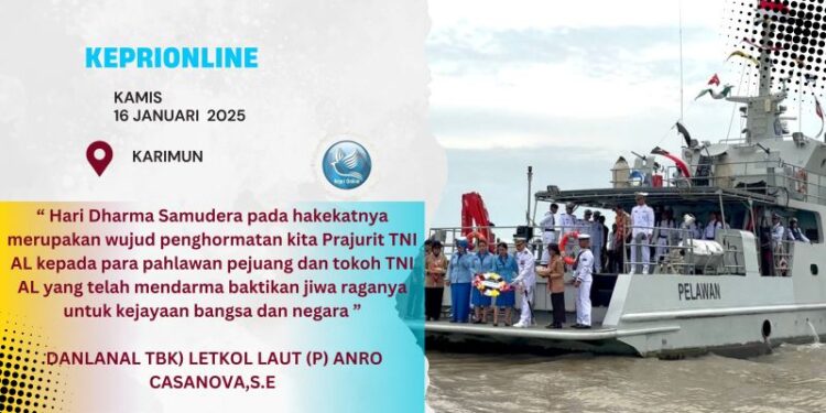 Danlanal karimun Tabur Bunga dalam Rangka Hari Dharma Samudera dan Jalin Silaturahmi dengan Veteran