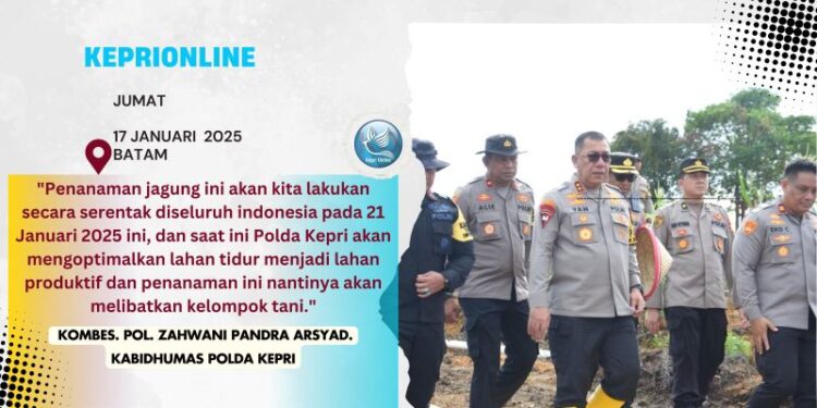Dilahan Seluas 1,5 Hektar Polda Kepri Akan Tanam 30.000 Bibit Jagung