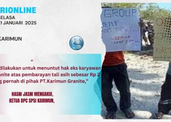 Puluhan Aggota SPSI Karimun Lakukan Aksi Unjuk Rasa