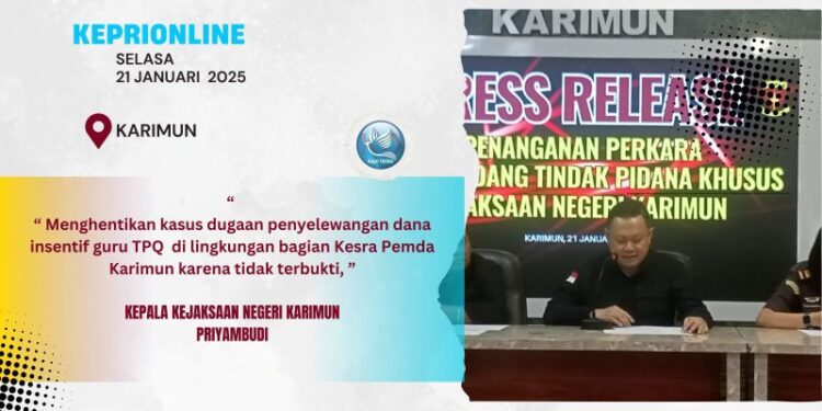Penyidikan Dugaan Korupsi di Kesra di Hentikan Kejari karimun
