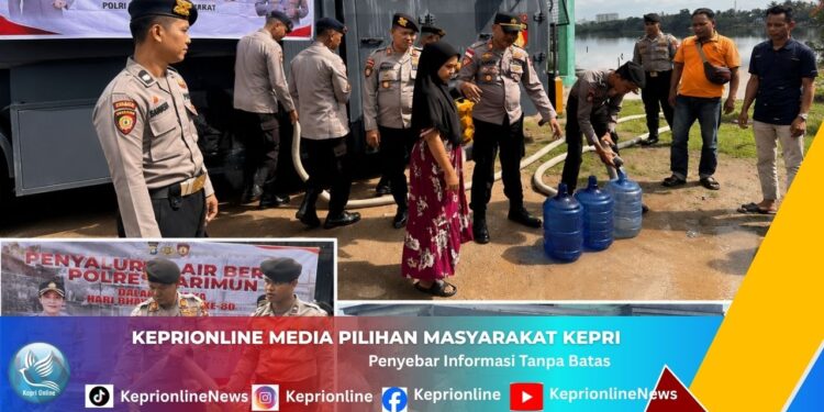 Sambut Hari Bhayangkara ke-80, Polres Karimun dan Brimob Salurkan Air Bersih untuk Warga Telaga Riau